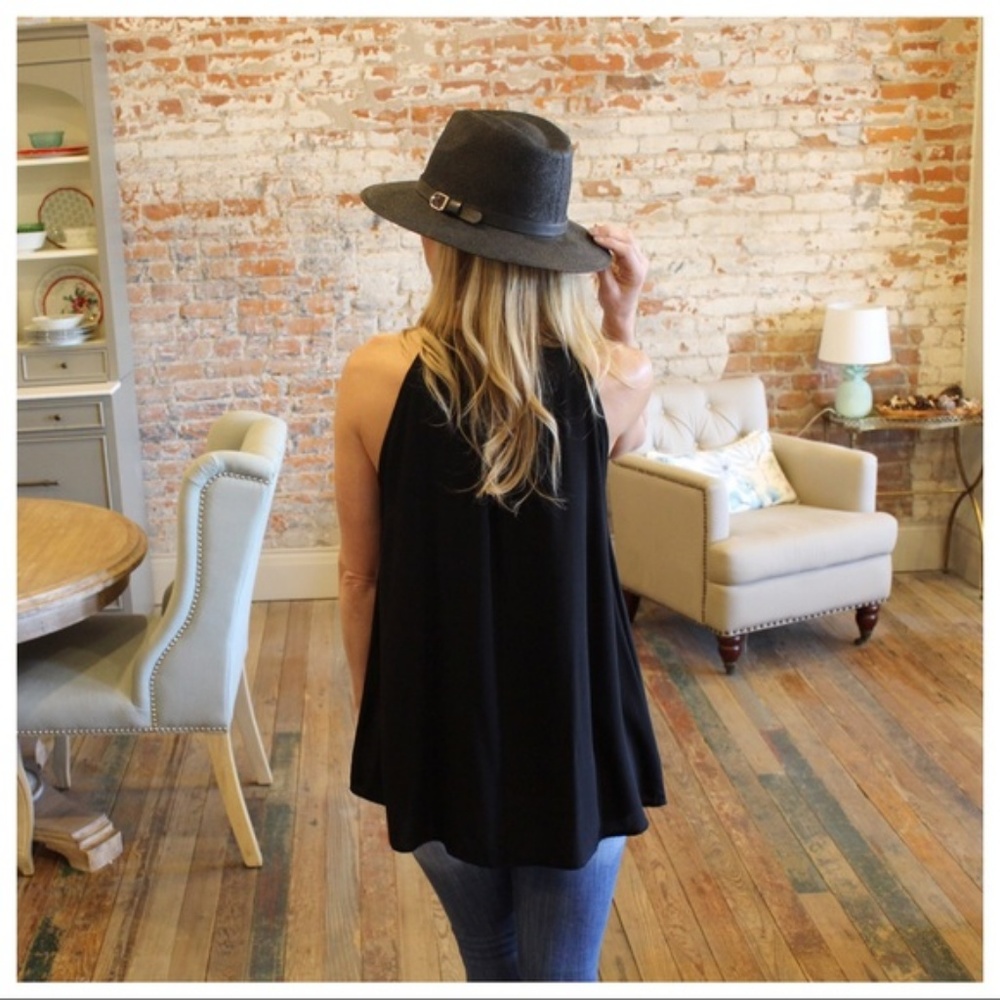 LAST ONE! Black Embroidered Halter Tunic - Picture 5 of 5